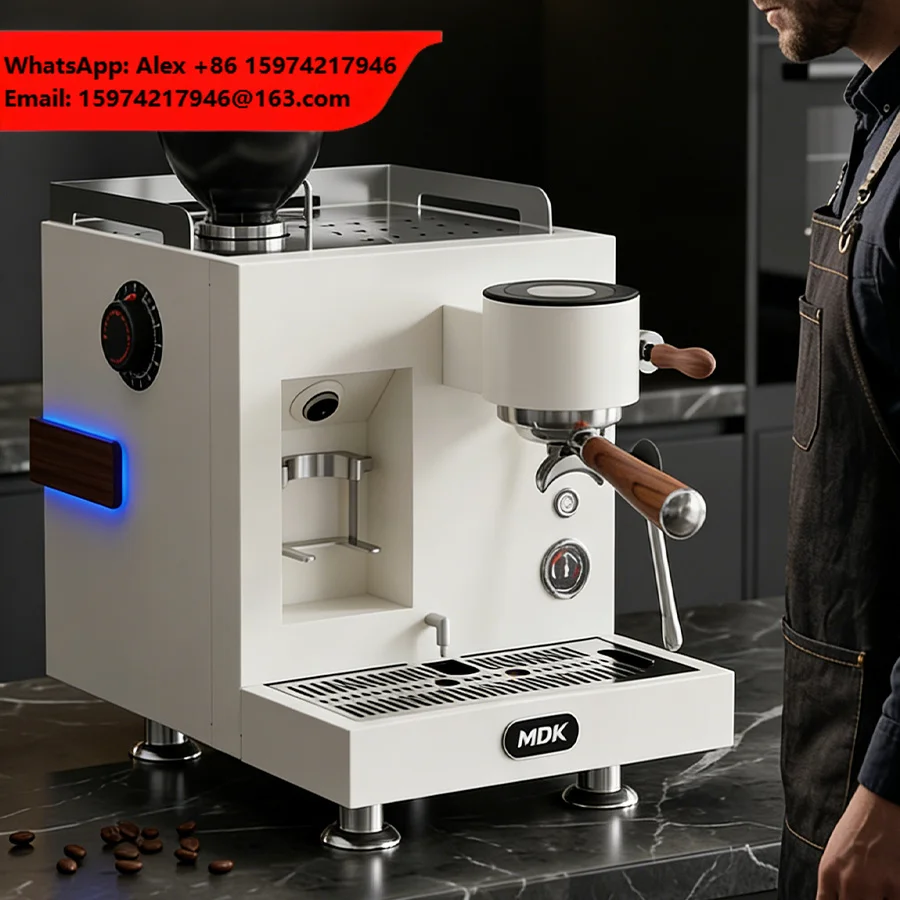 Smart Display 64mm Flat Burr Grinder Extractor Integrated Semi-Automatic Coffee Machine Digital Control Stainless Hotel Outdoor