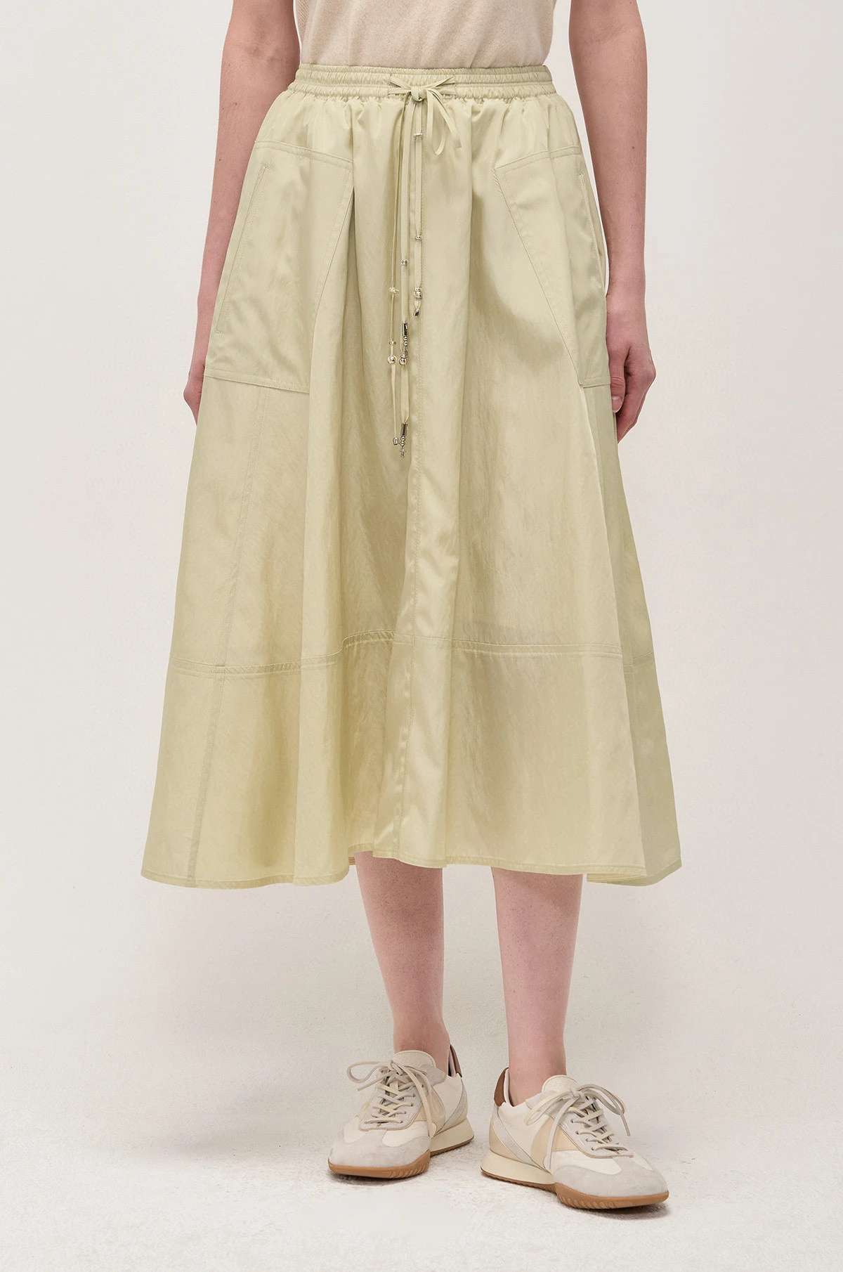 Conjunto Casual Primavera 2025: Top Fino e Saia Midi Estilo Coreano para Mulheres de 25 a 35 Anos com Manga Longa e F de ...