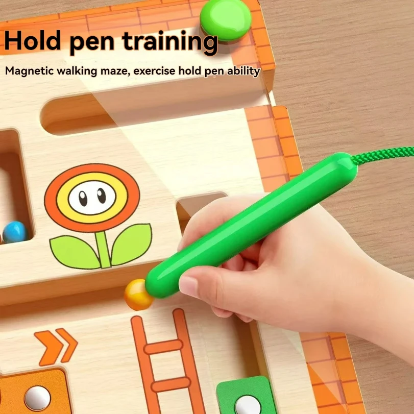 Labirinto magnetico per bambini Palla da passeggio Addestramento alla concentrazione del bambino, Scrittura del pensiero logico Puzzle per l'educazione precoce di 3 anni