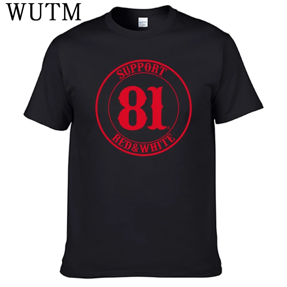 Cooles rot-weißes 81 Support T-Shirt aus 100 % Baumwolle für Herren