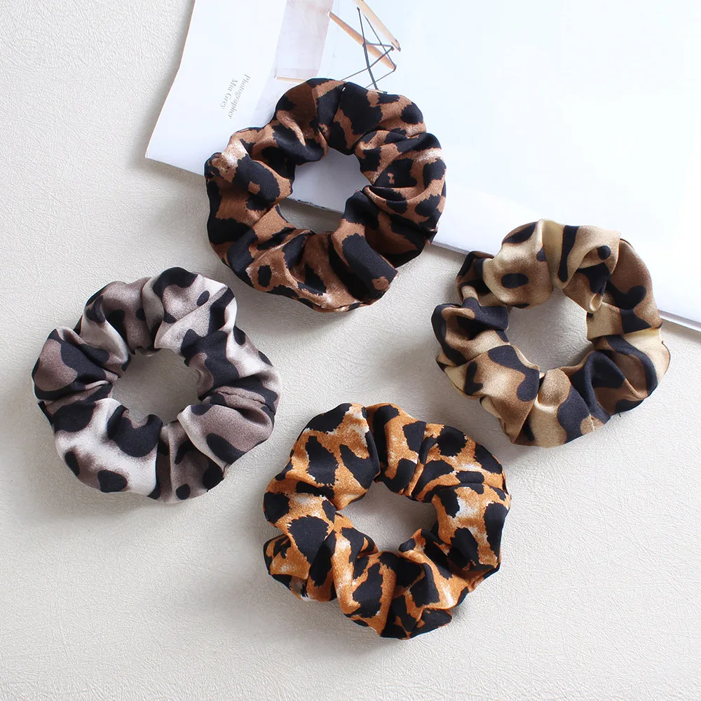 Ikat Rambut Motif Leopard Besar Premium untuk Kuncir Kuda, Ikat Rambut Bunga Besar, Aksesoris Rambut Temperamen