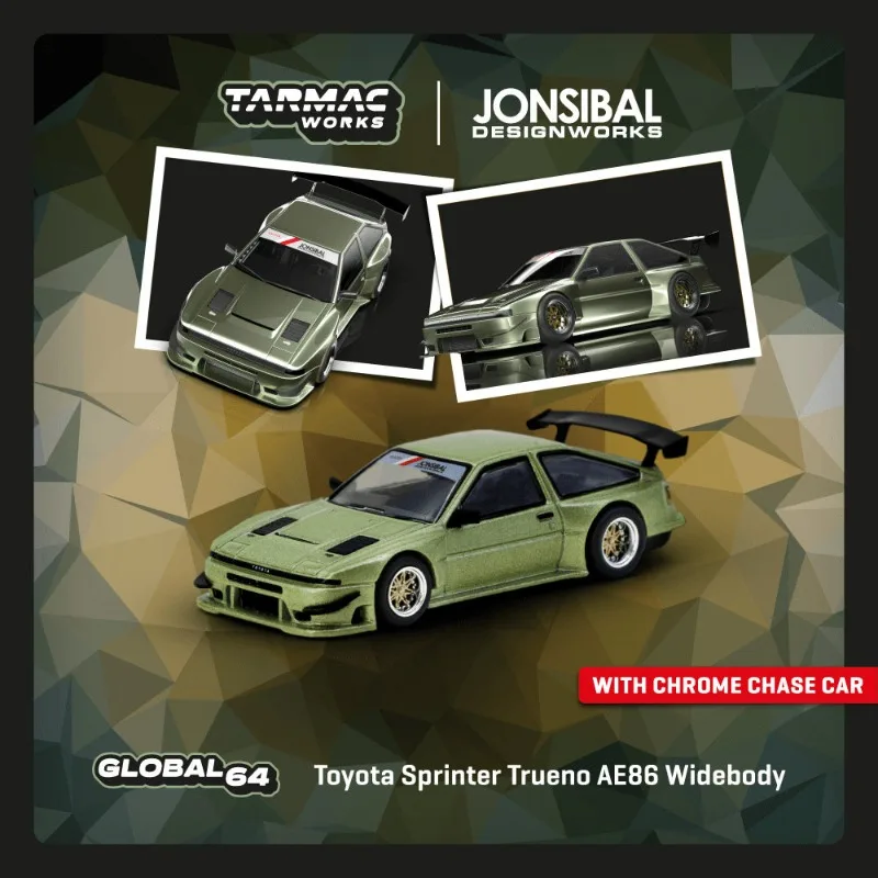 Diecast TW 1:64 Scale Toyota Sprinter Trueno AE86 Widebody Green Alloy Car Model