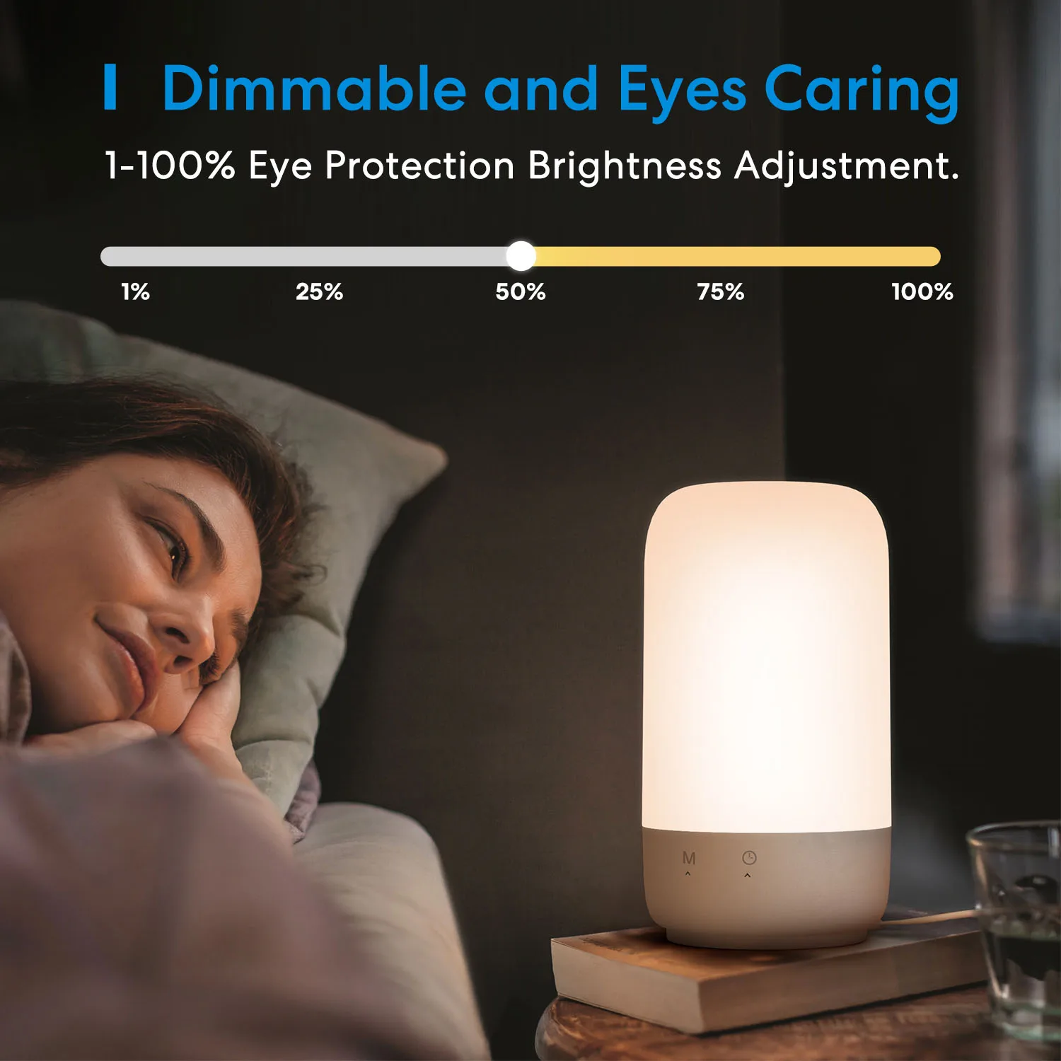 Meross HomeKit luce ambientale intelligente, luce notturna a LED WiFi per camera da letto, lampada da comodino dimmerabile, funziona con Siri,Alexa,Google Assistant