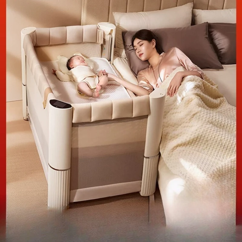 

Intelligent coaxing crib folding splicing queen bed movable newborn crib bed