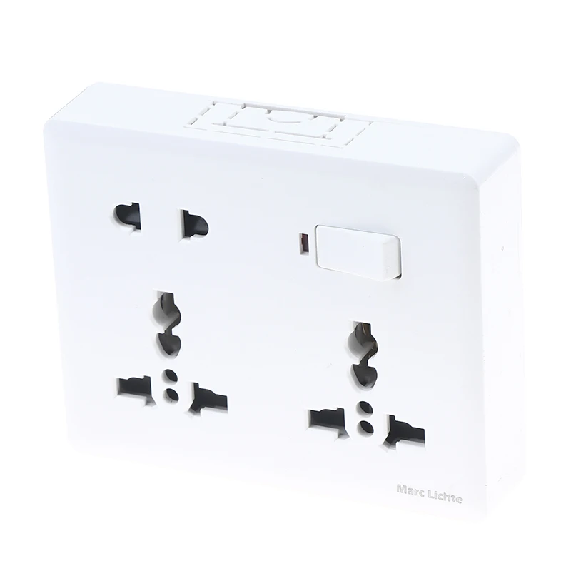 White Multifunctional Eight-Hole 5pin Power Plug Universal Wall 86 Type Two Or Three Plugs With 1Gang SControl Socket