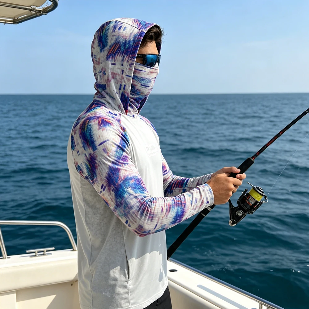

UPF 50+ UV Protection Men's Long Sleeve Fishing Shirts Fishing Hoodies Fast Dry Fishing Wear for Camping Hiking Boating Fishing