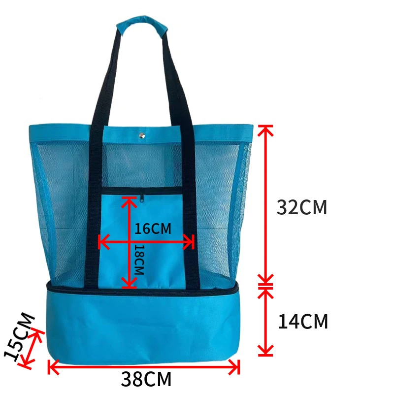 Custom Mesh Beach Cooler Bag Outdoor Storage Bag Personalized Printed Logo Tote Bag Promotional Gifts