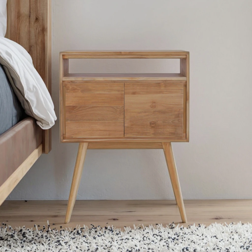 Z DU'S Modern Solid Wood Bedside Table, Delicate And Compact With Enclosed Storage Space. Space-saving Design.Z