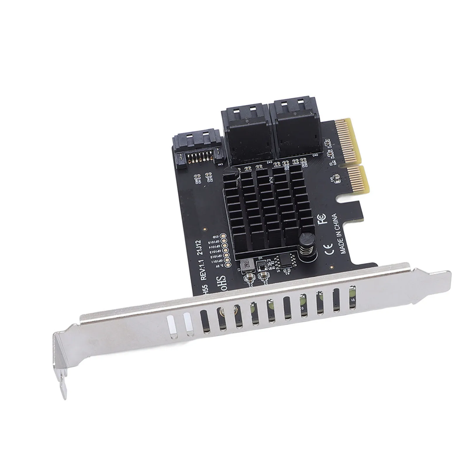 PCIE Expansion Card X4 X8 X16 to 5 Serial ATA 3.0 3.1 Port 6Gbps Plug and Play Fast Heat Dissipation Desktop PC Expansion Card