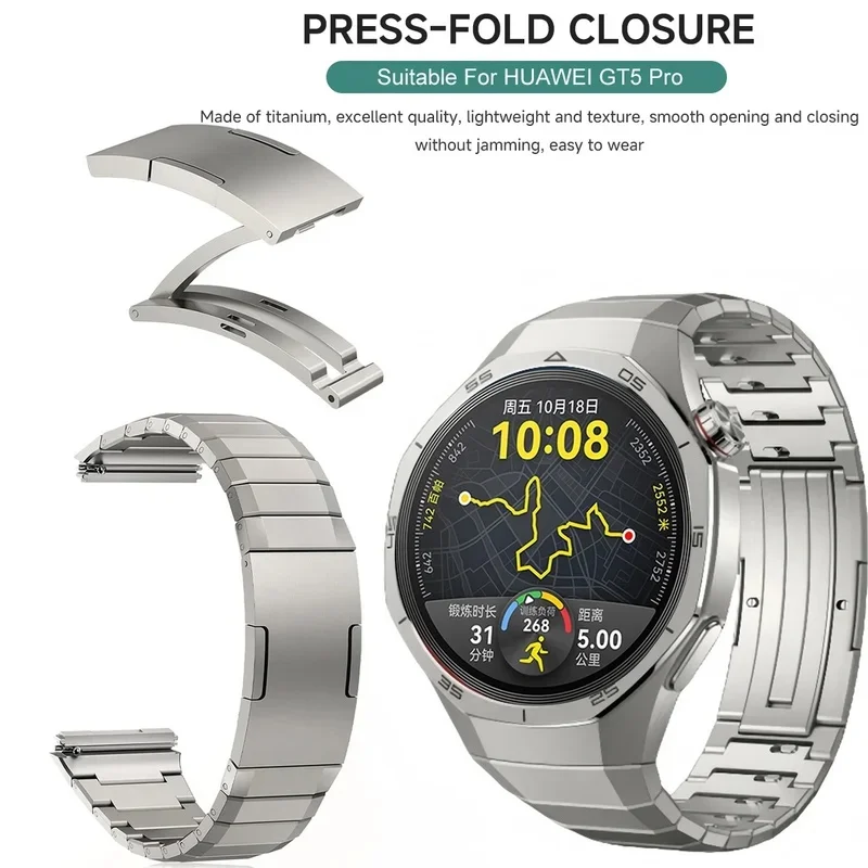 No Gaps Luxury Titanium Alloy Strap for Huawei Watch GT 5 Pro 46mm Metal Bracelet for Huawei Watch GT5 Pro Business Band Correa