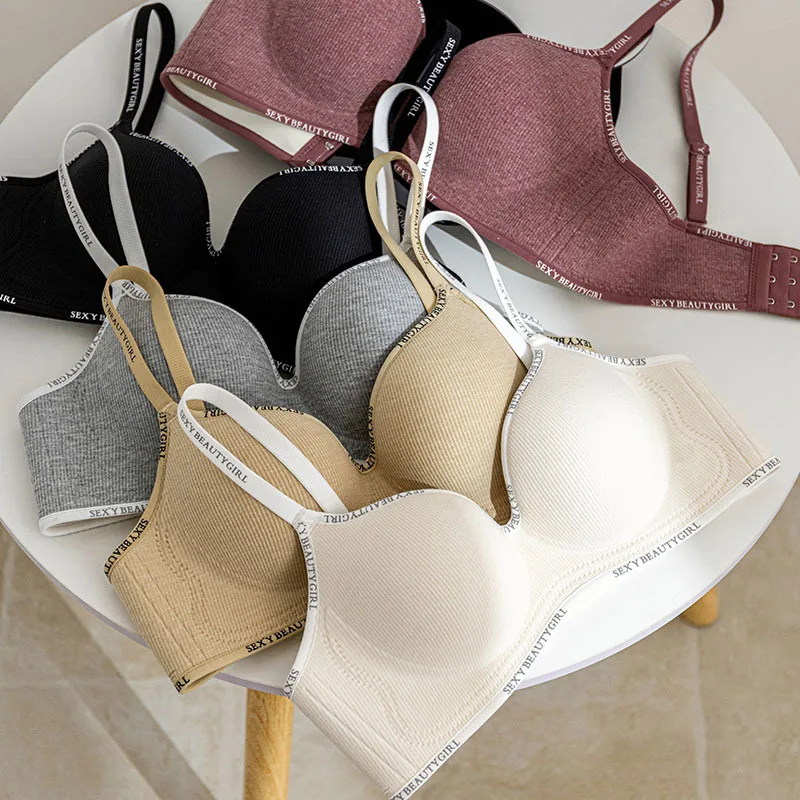 Push Up Bra for Small Chest Wireless No Steel Ring Thickened Cup Invisible Lingerie Anti Slip Pad Bra with Adjustable Straps