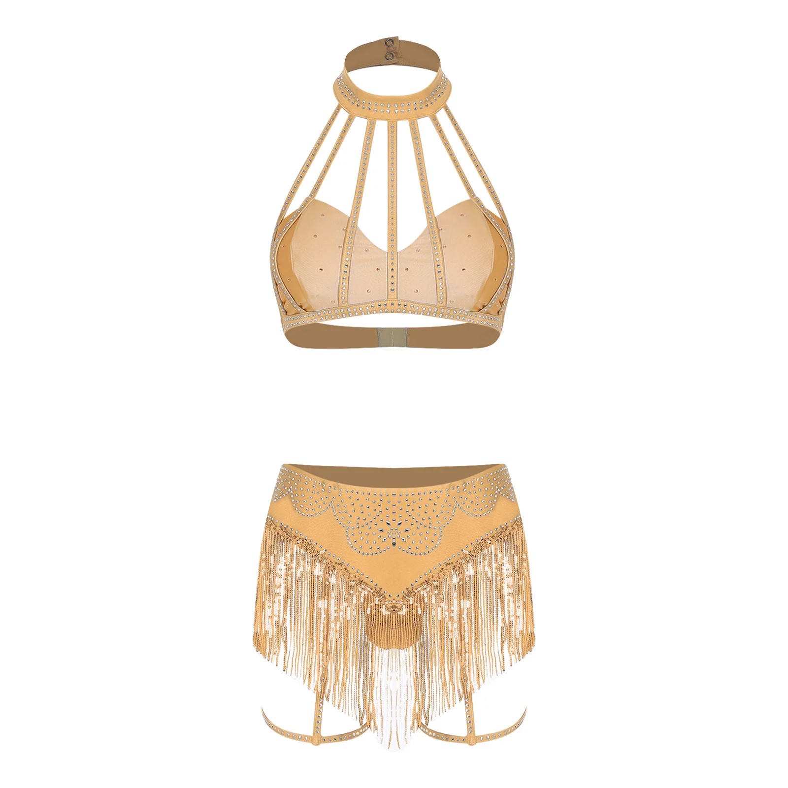 Women Belly Dance Costume Oriental Indian Belly Dancing Wear Clothing Set Sexy Halter Dancewear Music Festival Club Raves Outfit