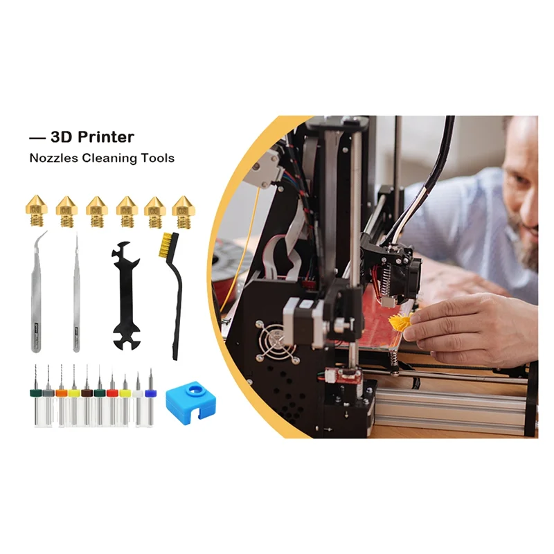 

#746A MK8 3D Printer Nozzles,For Ender3 Nozzle Cleaning Kits 3D Printer Nozzle Maintenance Kit 3D Printer Tools (Photo Color)