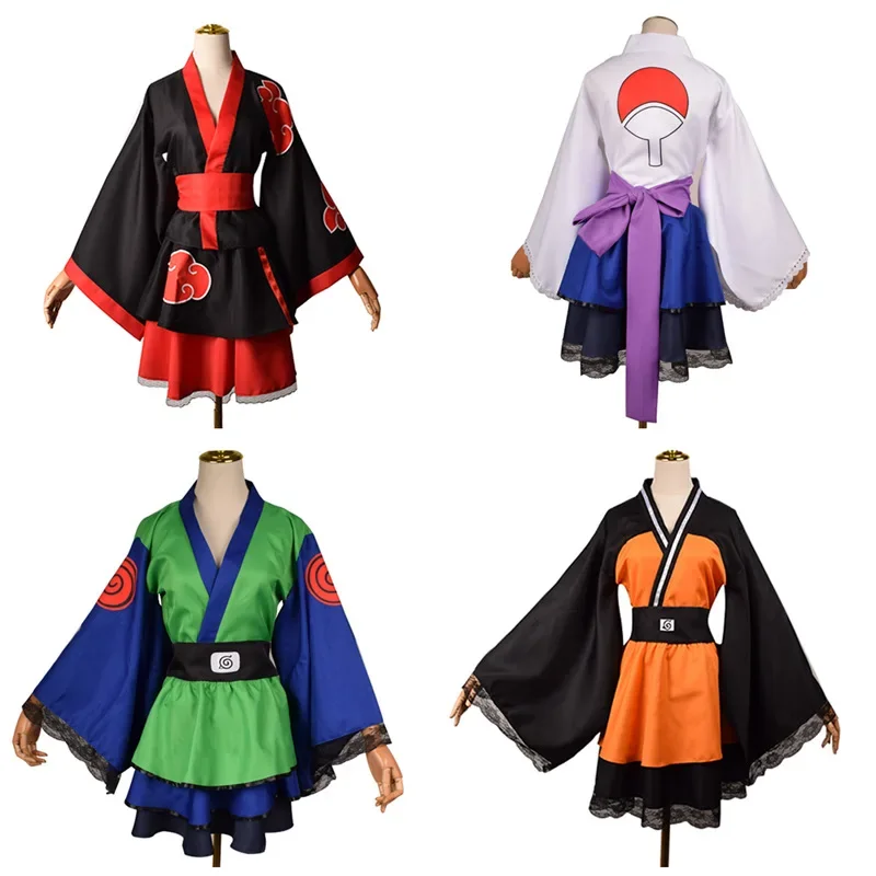 Dorosłe japońskie kimono Cosplay dzieci Akatsuki nadruk w chmurze Uchiha Sasuke hyuga hinata kostium Lolita sukienka kobiety dziewczęta Halloween