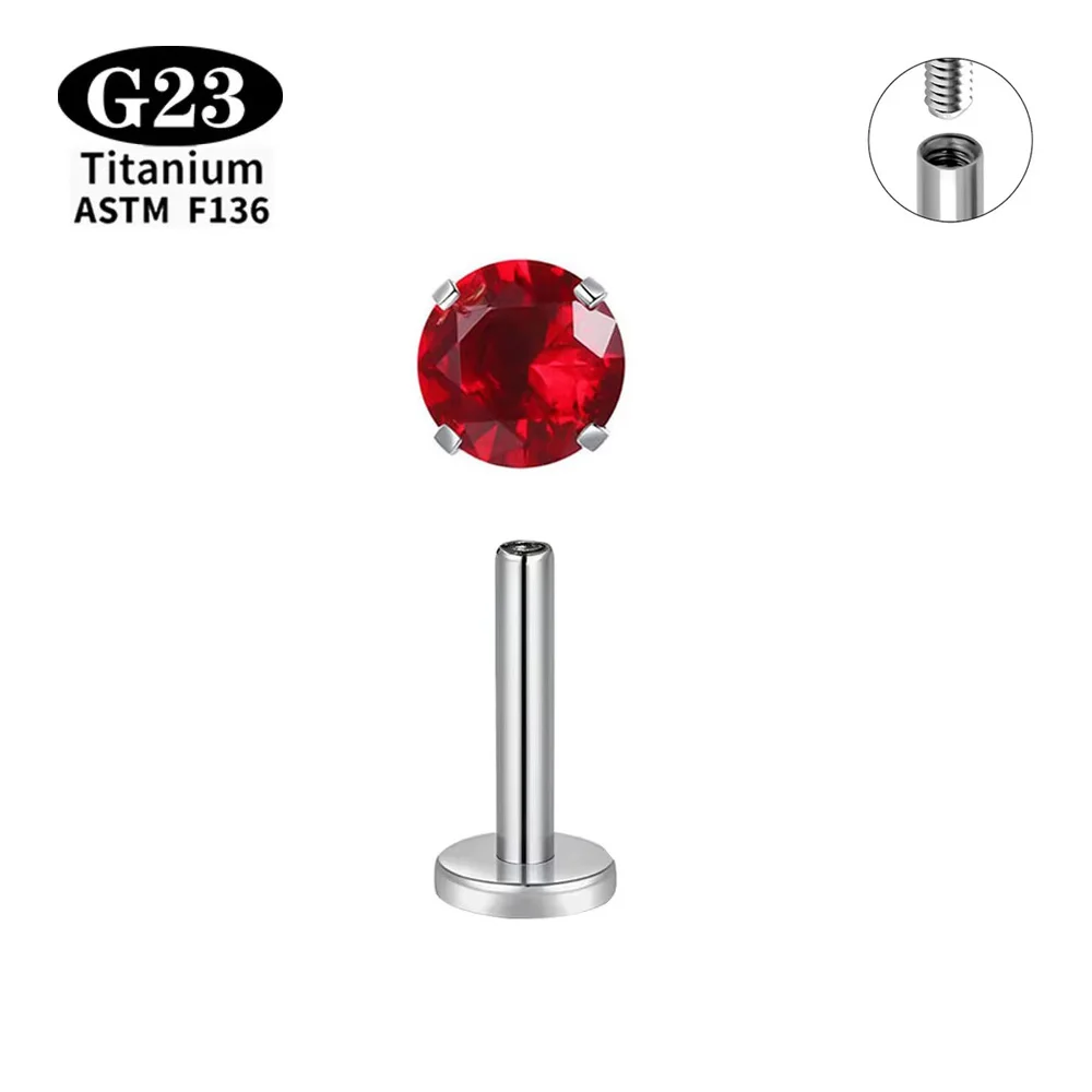 ASTM F136 Titan Ohr-, Lippen- und Nasenstecker mit Zirkonia-Stein, Labret-Stick mit Innengewinde, Ohrringe, runde Piercings in verschiedenen Größen, Körperschmuck – Detail 7