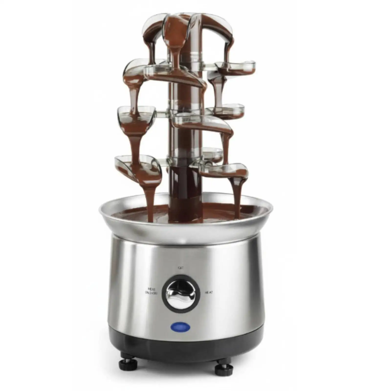 Electric Chocolate Waterfall Fountain Stainless Steel Fondue Pot with Separate Heating Control for Fruit and Sweets