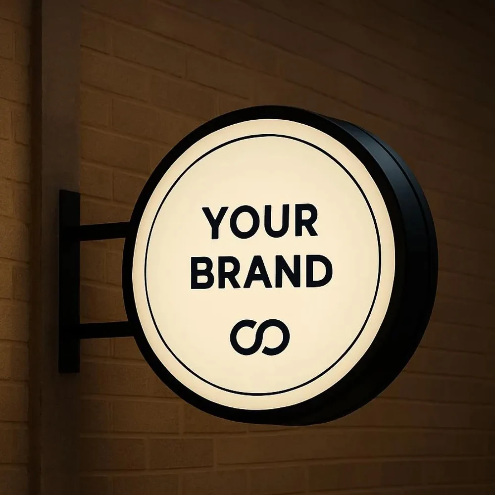 Outdoor Business Signboard Light Box LED Shop Signage Round Street Light Sign Acrylic Metal Light Sign Wall Hanging Decor Signs