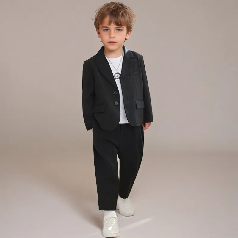 Boys' Casual Suit Sets 4yrs To 12yrs School Children Speech Performance Costume Black Green Purple Teens Kids Birthday Outfits