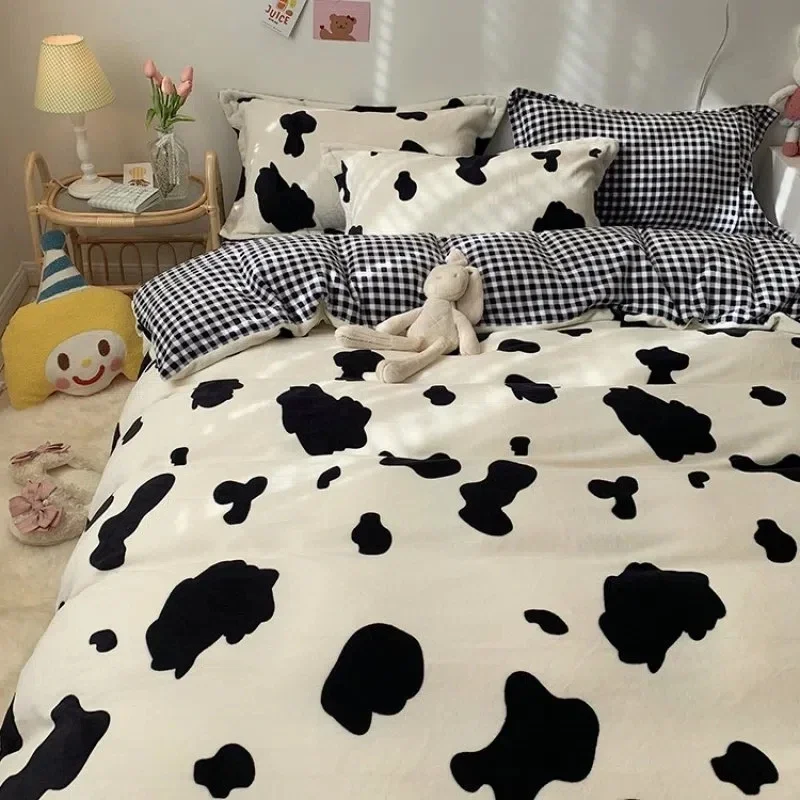 

White Black Cow Leopard Printed Bed Cover Set Kids Duvet Cover Adult Boys Girls Bed Linen Bedsheet and Pillowcase Bedding Sets