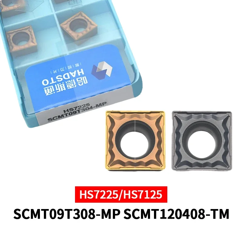 10pcs HADSTO Carbide Inserts SCMT09T304 SCMT09T308 TM MP SCMT120404 SCMT120408 SCMT120412 TM HS7125 HS7225 CNC Turning Blades