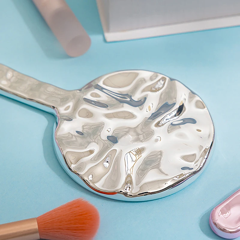 Espelho cosmético circular portátil para mulheres, mini espelho de maquiagem de mão, espelho de mesa, viagem, beleza, bolsa