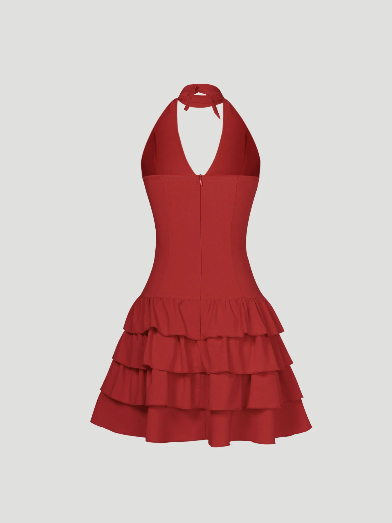 Women Halter Mini Dress V Neck Tiered Ruffle Bodycon Dress Glamorous Spring Summer Party Night Out Cocktail Date Night Dress view 4