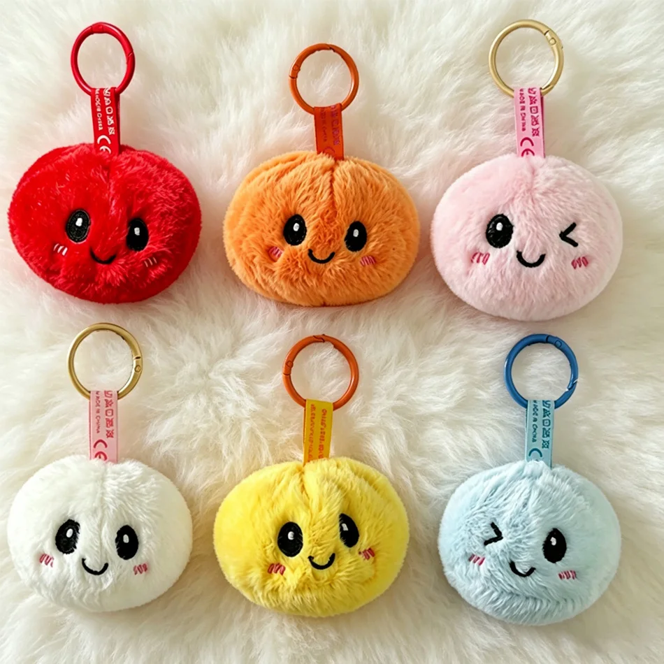 

New Cute Steamed Bun Plush Keychain 6-Color Simulation Dumpling Plush Bag Pendant Versatile Simple Daily Birthday Gift