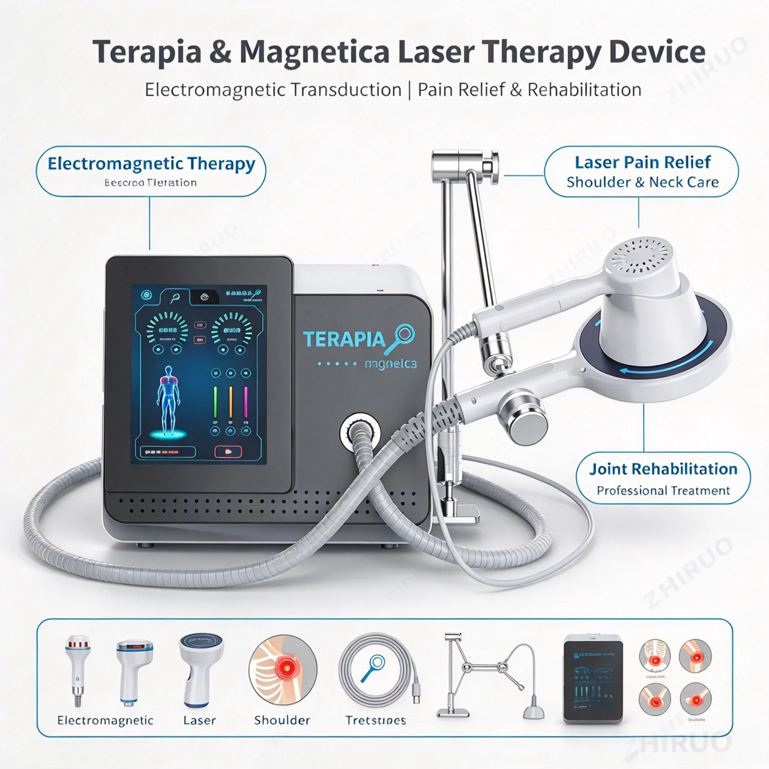 Physio Magneto plus 808NM Laser Therapy Machine Super Transduction Pulse Electromagnetic Field EMTT Extracorporeal Treatment Dev