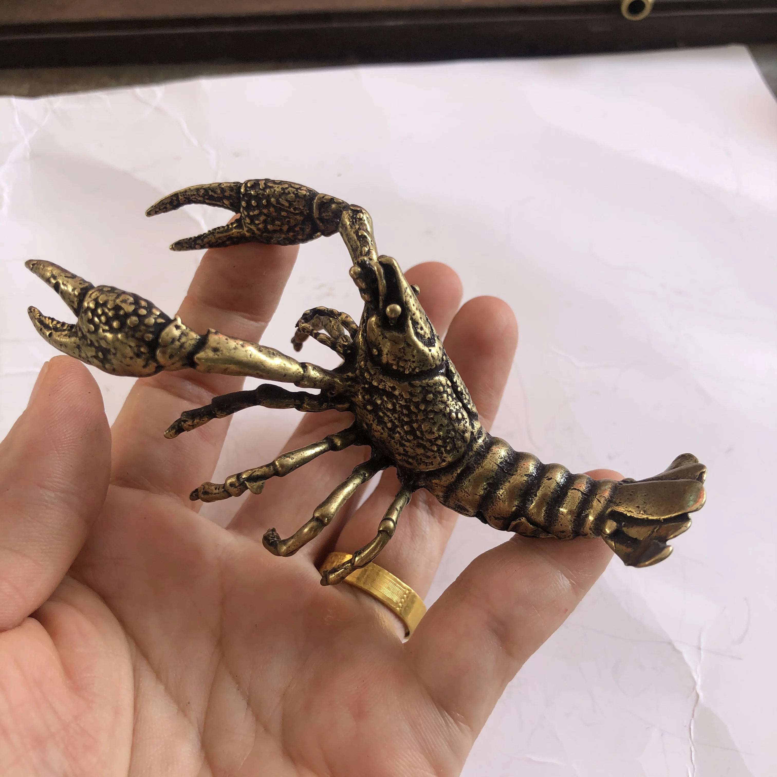 Crayfish Tea Pet Small Ornaments Handmade Small Bronze Ware Play Collections Chinese Retro