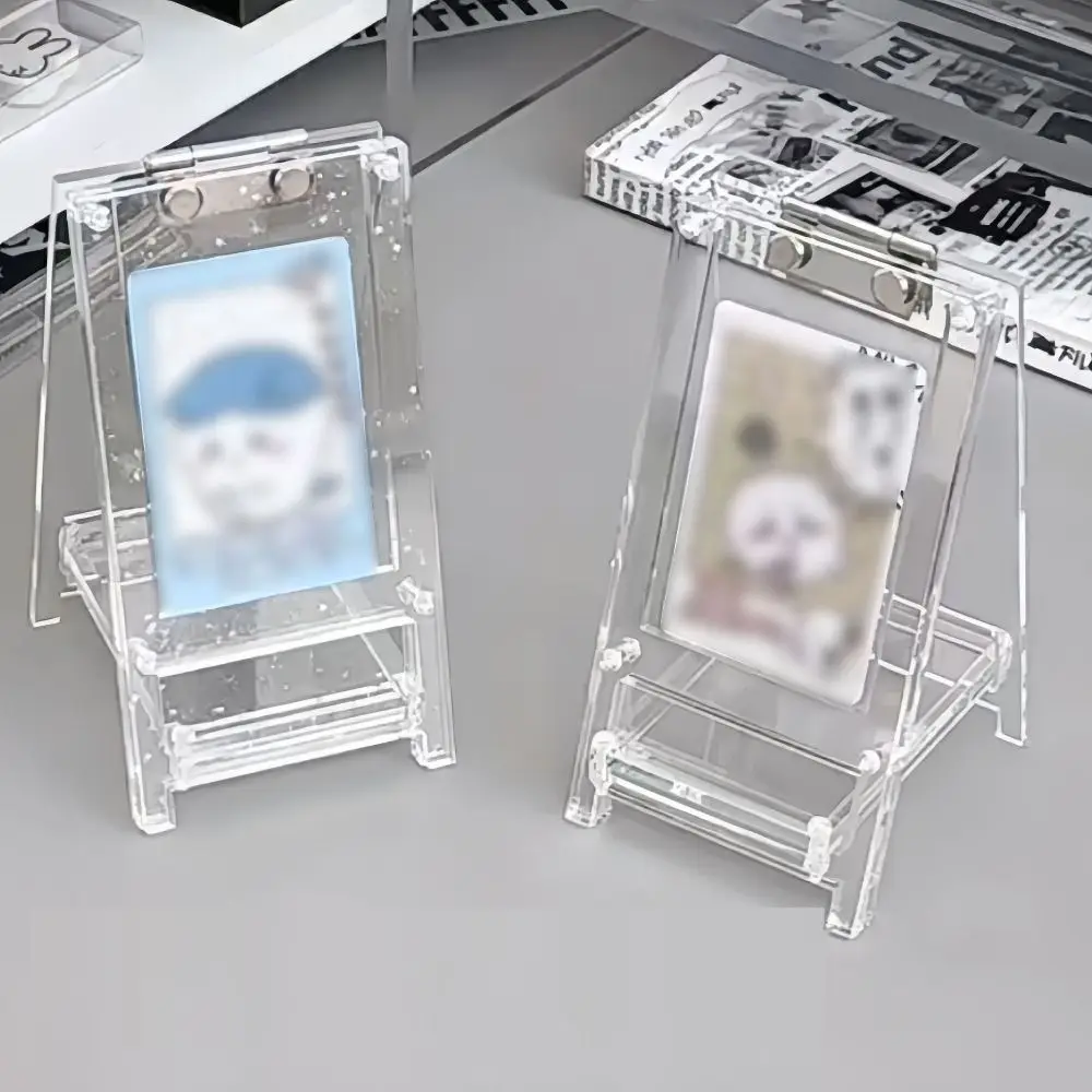 Clear HD Photocard Holder Free Standing 3 Inch Card Collection Card Display Stand Easy Assembly Ornament