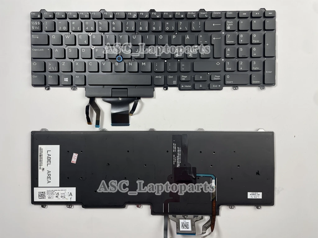 Nuevo teclado nórdico noruego danés sueco finlandés para DELL Latitude E5550 E5570 E5580 5550 5580 5590 5591 negro, con retroiluminación