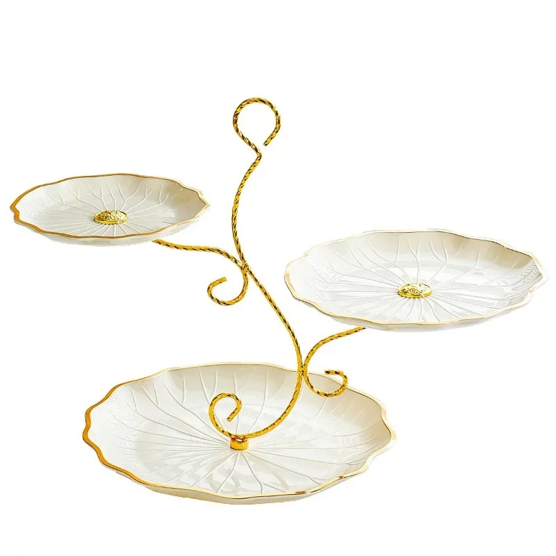 

Тарелка с фруктами, легкая роскошная трехслойная тарелка для конфет, ореховая тарелка для хранения сухофруктов, серебряная кромка