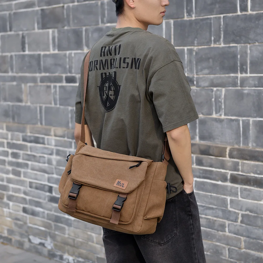 

2025 New Men Canvas Crossbody Bags Large Capacity Casual Shoulder Crossbody Bags For Men Travel Commuter Handbags