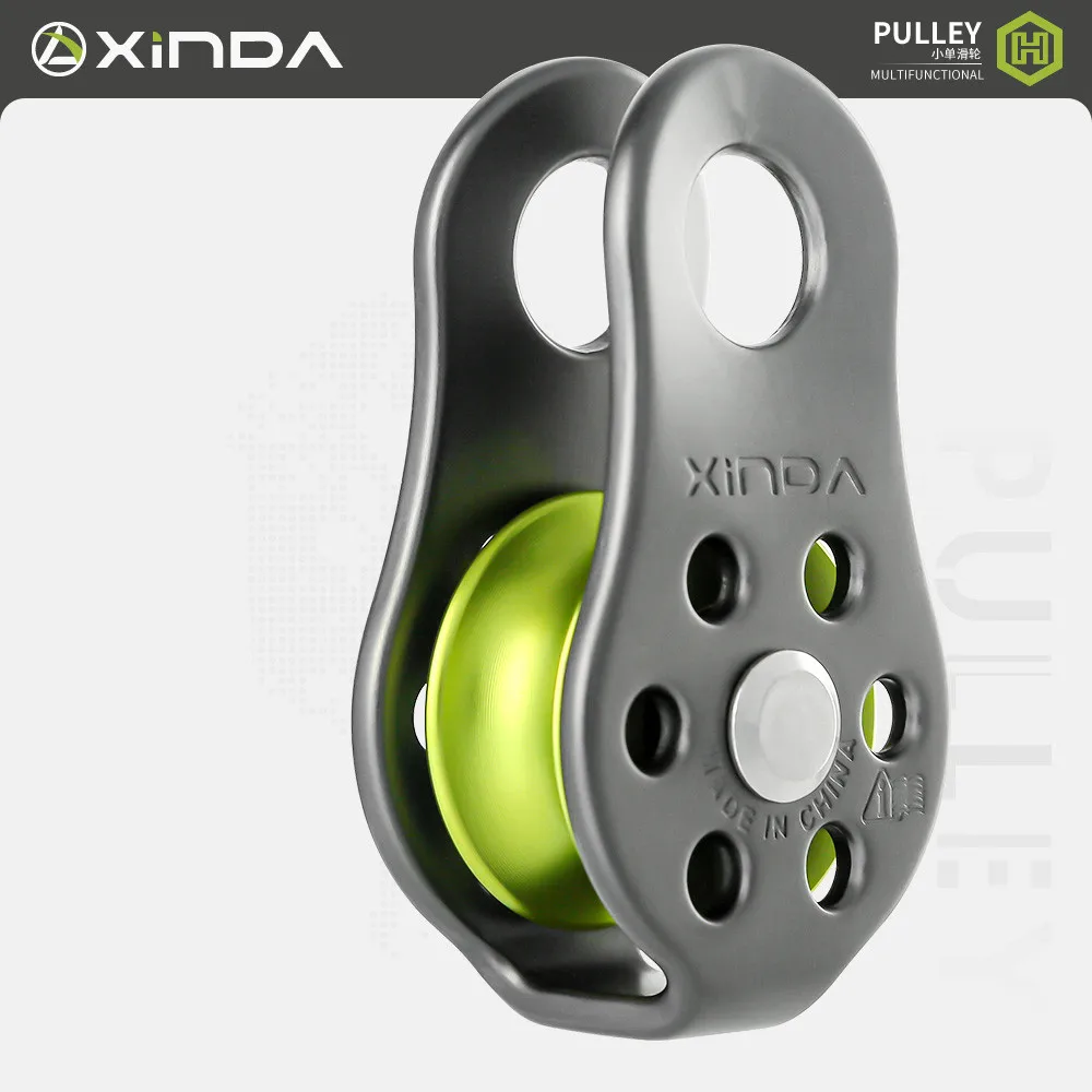 Xinda 20KN Aluminium Alloy Single Swivel Rope Pulley Block for 8-13mm Rope Climbing Pulley Outdoor Rescue Hole Probe Equipment