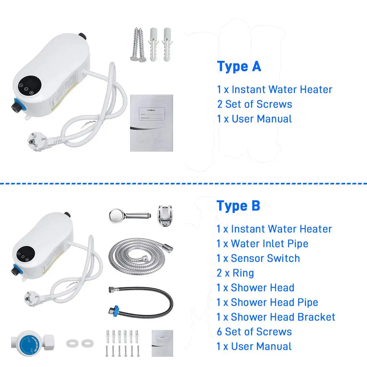 220V 5500W Instant Heating Electric Hot Kitchen Electric Faucet Water Heater Hot Water System Shower Head Tap Bathroom kitchen