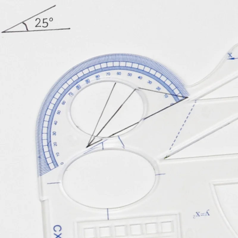 Règle géométrique multifonctionnelle, modèle de dessin géométrique, outil de mesure pour l'école, le bureau, règle de mesure de l'architecture