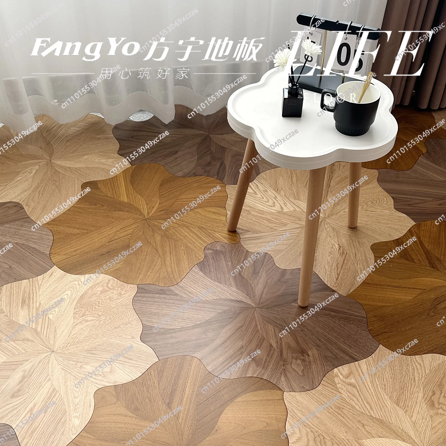 

Black walnut lotus leaf parquet main solid wood full birch teak floor teak French antique oak parquet floor