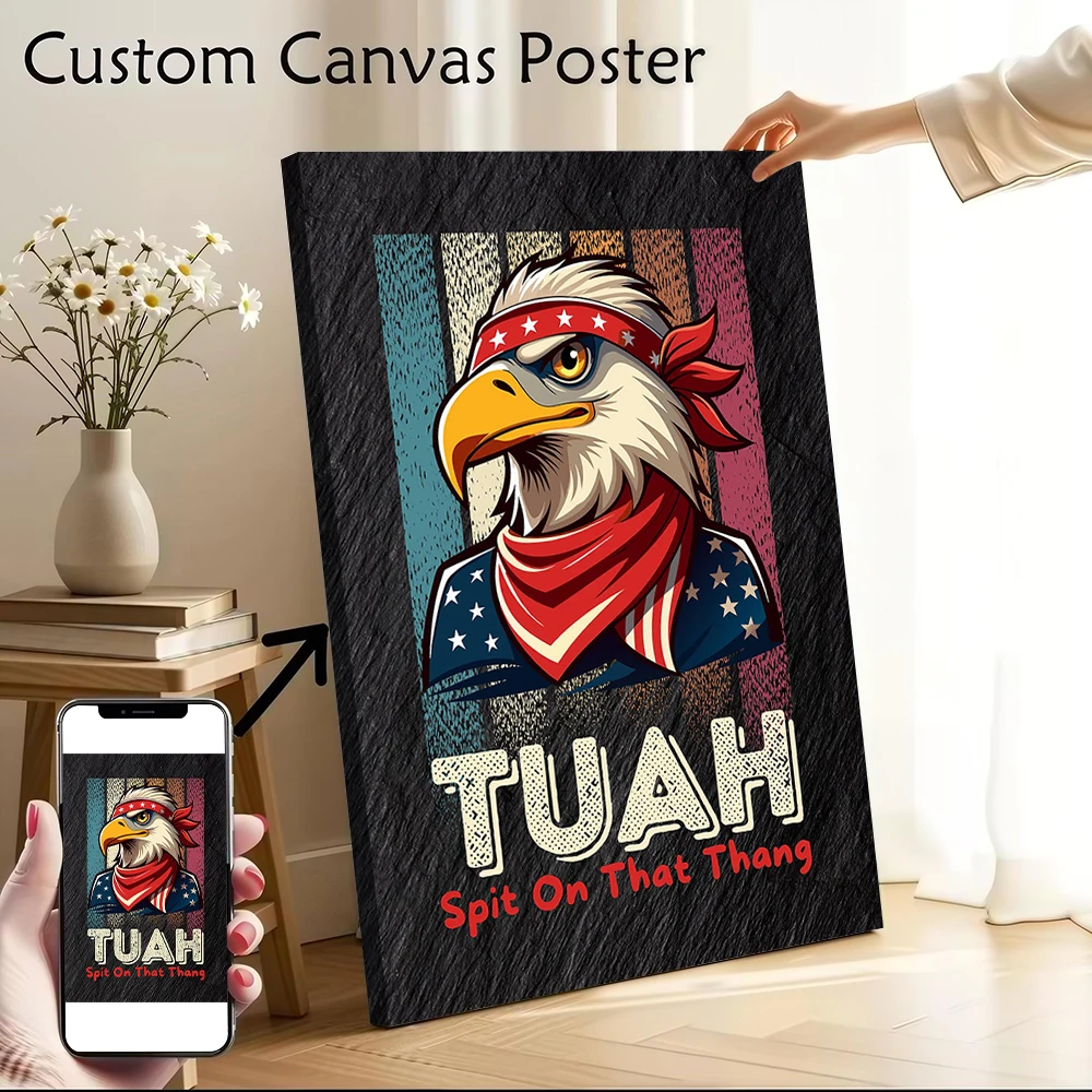

Hawk Tuah Spit Meme Poster Customizable Printed Canvas Painting for Pictures Wall Art Decoration Living Room Decorating Interior