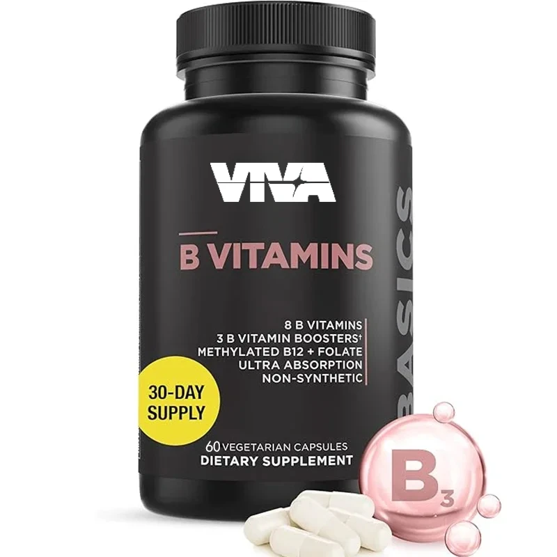 

Daily vitamin B complex capsules - support neurological health, cognitive function - promote skin, heart, and hair health