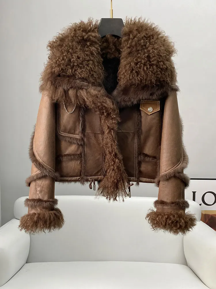 Real Fur Coats Genuine Leather Jackets Fashion Real Rabbit Leather Jackets Female Real Soft Genuine Leather Jackets WY1158