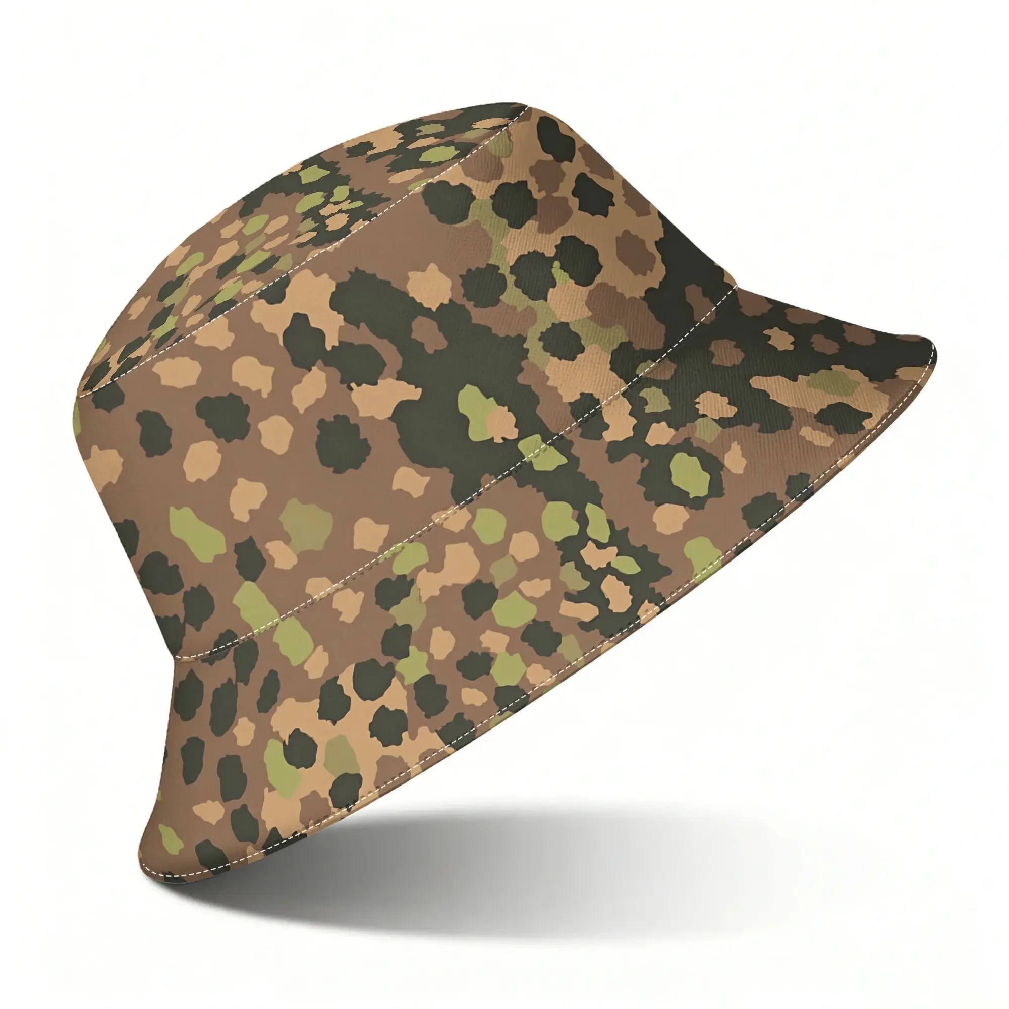Customization Earth Tone Camo Abstract Spot Pattern Printed Bucket Hat, Unisex Casual Sun Hat, All-match Daily Wear