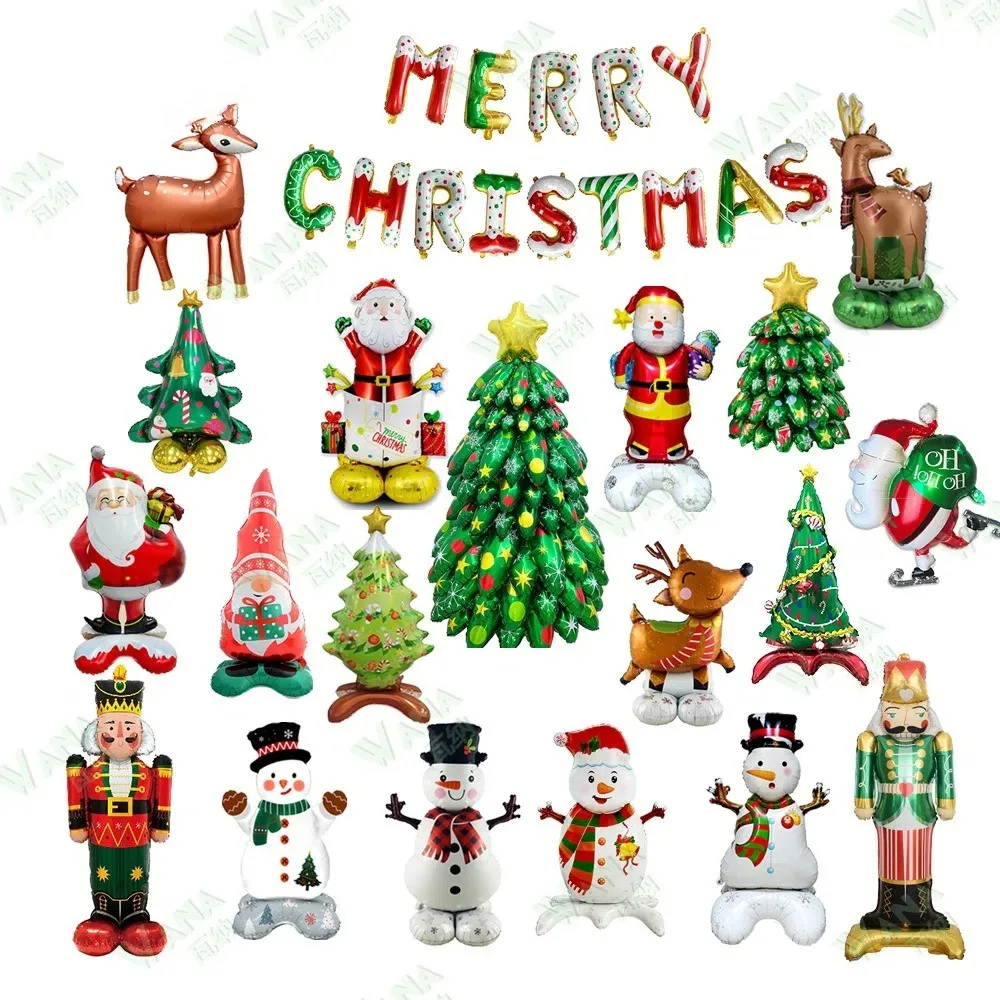 Christmas Series Foil Balloons Santa Claus 3D Large Xmas Party Ornaments Balloons Kid's Toys Xmas Tree Standing Balloons