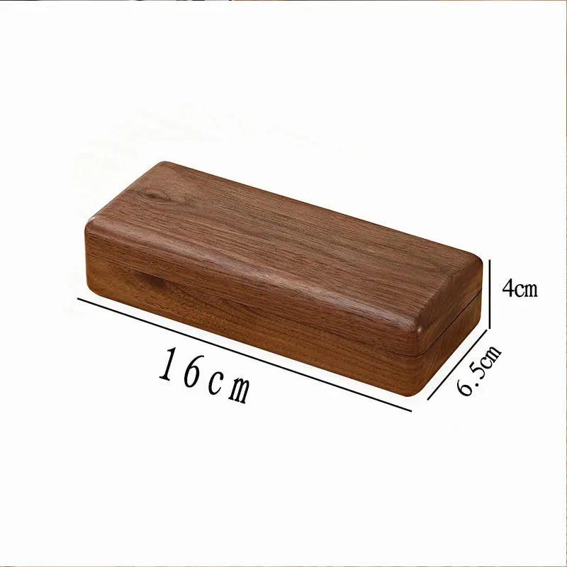 16cm Wooden Glasses Case Black Walnut Wood Retro Student Glasses Storage Box Men Women Myopia Business Glasses Case Organizer