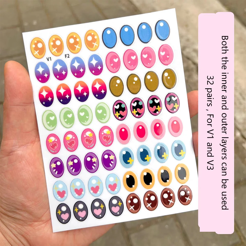 17cm mini labubu v1 v3 boneca requintado maquiagem dos olhos adesivos boneca acessórios de maquiagem facial