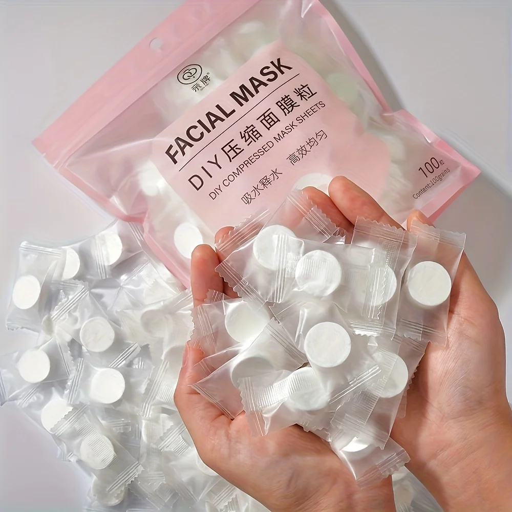 100 قطعة، ورق قناع الوجه المضغوط، قماش غير منسوج للاستعمال مرة واحدة، ورق قناع الوجه الجاف الأصلي المرطب للسبا #5