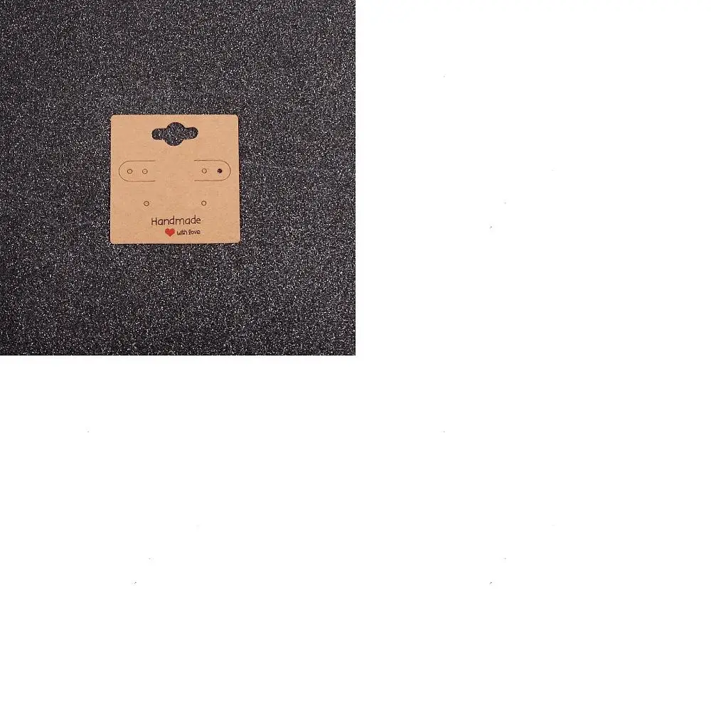 100Pcs Brown Paperboard Jewelry Display Cards 5x5cm Square Necklace Earring Holder for DIY Craft Projects