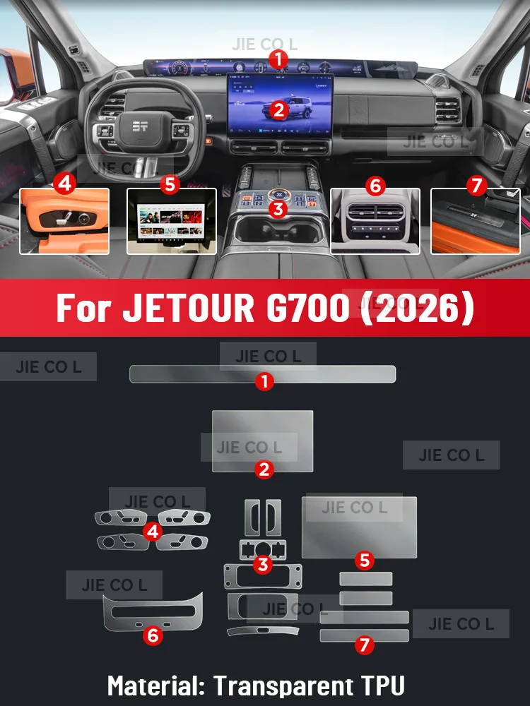 Anti-scratch Car Interior Center Console Media Dashboard Navigation TPU Protector Film For JETOUR G700 2026