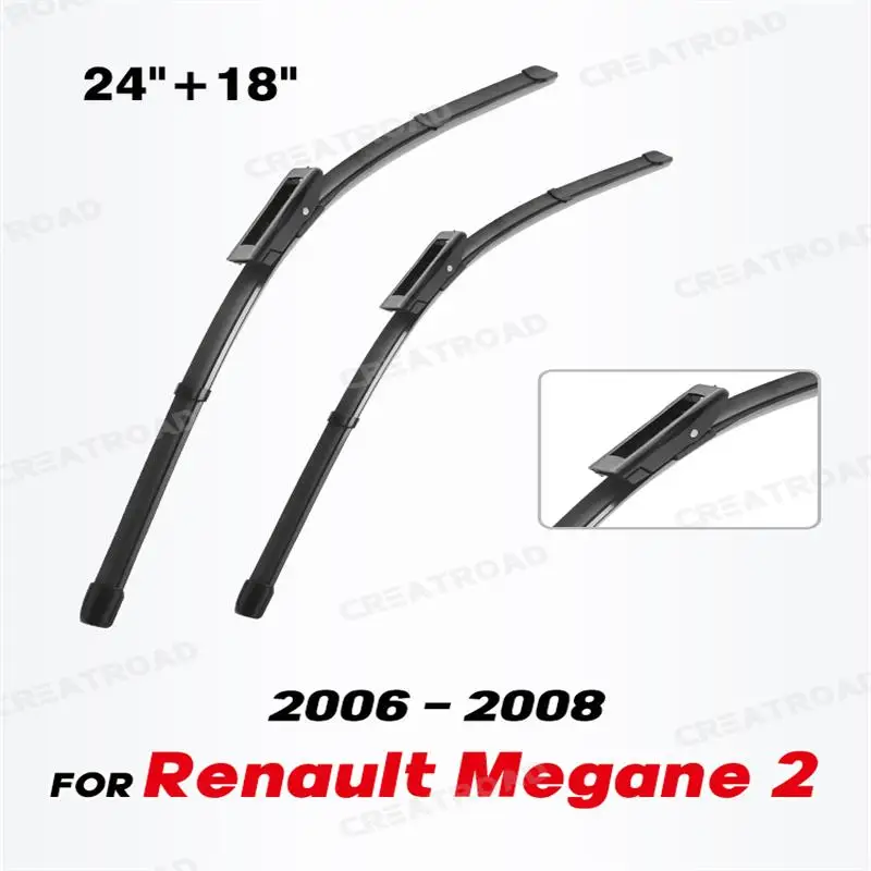 Wiper LHD Front Wiper Blades For Renault Megane 2 MK2 2006 - 2008 Windshield Windscreen Window Car Rain Brushes 24\