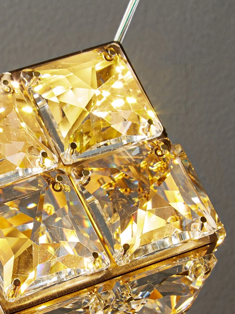 Imagem -06 - Moderno Clear Crystal Cube Luz Pingente Pendurado Lâmpada Cromo Dourado Aço Inoxidável Quarto Cabeceira Sala de Jantar Dropshipping