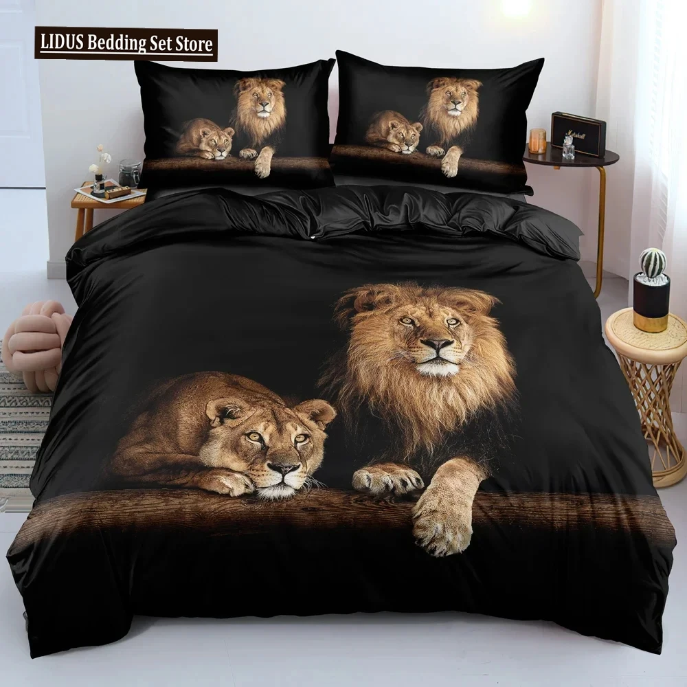 Black Lion Duvet Cover Bed Sheet Pillow Three-Piece Bedding Set Cute Duvet Cover Bed Cover With Pillowcase Custom